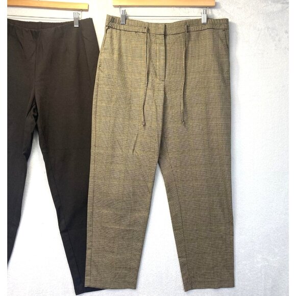 J. Jill Lot of 2 Pants Womens Medium Solid Ponte Slim Leg Brown + Glen Plaid - Picture 3 of 16